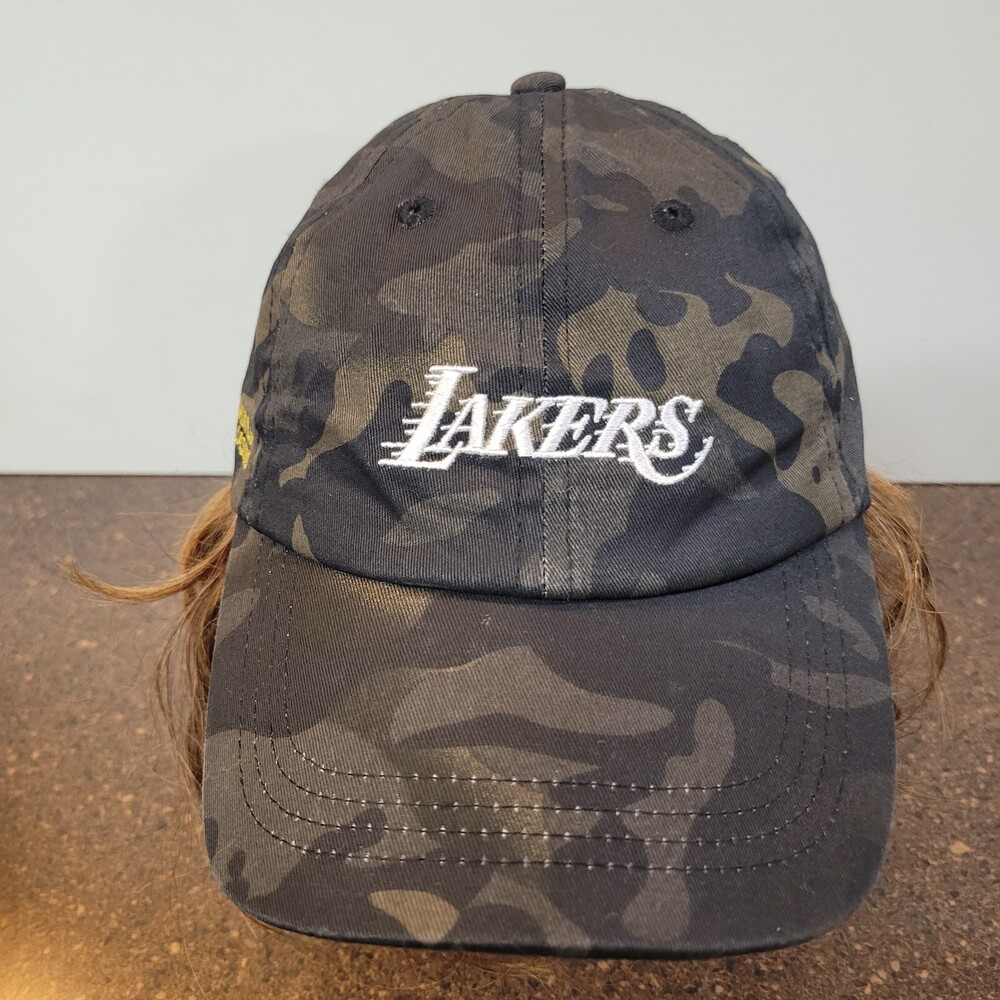 Los Angeles Lakers NBA Promo Army Fatigue Dad Hat Mens Green Camo Strapback Cap